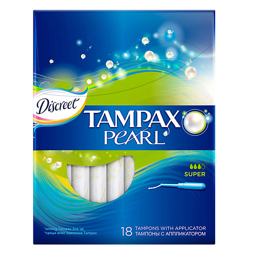 Купить TAMPAX Discreet Pearl Тампоны женские гигиенические с аппликатором Super Duo