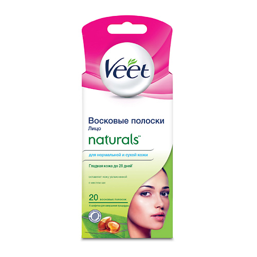 VEET Полоски восковые с маслом ши для чувствительных участков тела (лицо) NATURALS