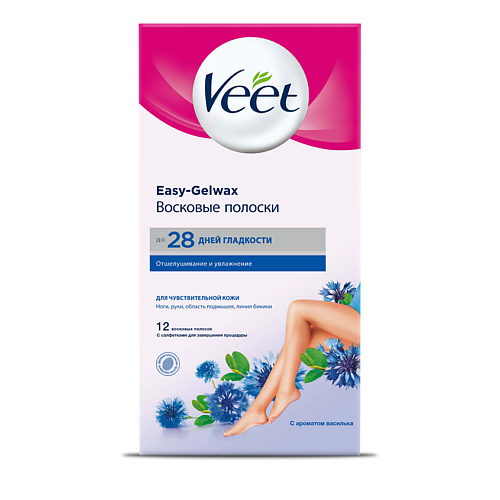 VEET Восковые полоски для чувствительной кожи veet полоски восковые для линии бикини и подмышек с ароматом бархатной розы и эфирными маслами