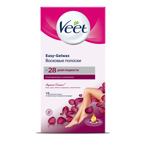 VEET Восковые полоски с ароматом бархатной розы и эфирными маслами veet полоски восковые для линии бикини и подмышек с ароматом бархатной розы и эфирными маслами